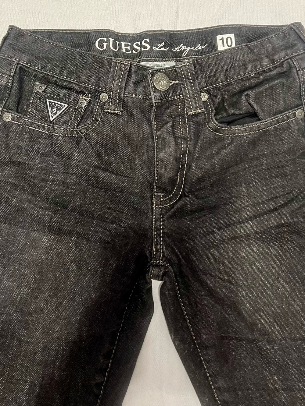 Guess Los Angeles Black Wash Straight Leg Jeans Misses Size 10